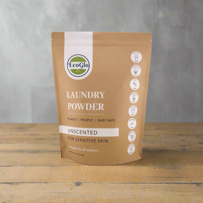 EcoGlo Natural Laundry Detergent Powder : Unscented Powder Laundry Detergent, Sustainable Products, Kids & Toddler Safe, 80 Loads, Biodegradable, Super Washing Soda Formula, USA Made